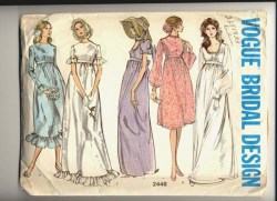 2448 71 VOGUE EMPIRE SS-LS TIED BRIDE DRESS LENGTHS PATTERN 12 34